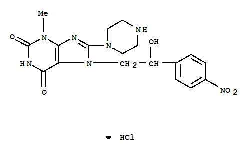 7-[2-hydroxy-2-(4-nitrophenyl)ethyl]-3-methyl-8-piperazin-1-yl-3,7-dihydro-1H-purine-2,6-dione hydrochloride