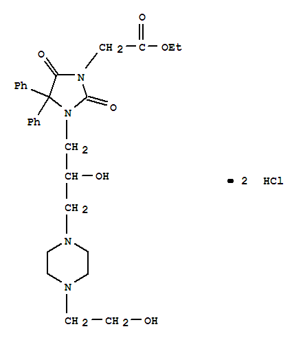 ethyl (3-{2-hydroxy-3-[4-(2-hydroxyethyl)piperazin-1-yl]propyl}-2,5-dioxo-4,4-diphenylimidazolidin-1-yl)acetate dihydrochloride