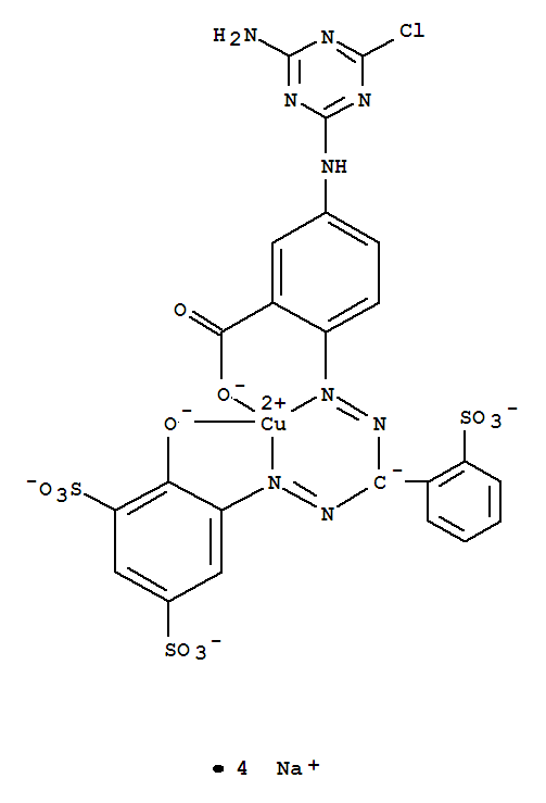 Cuprate(4-), 5-(4-amino-6-chloro-1,3,5-triazin-2-yl)amino-2-2-(hydroxy-.kappa.O)-3,5-disulfophenylazo-.kappa.N2(2-sulfophenyl)methylazo-.kappa.N1benzoato(6-)-.kappa.O-, tetrasodium