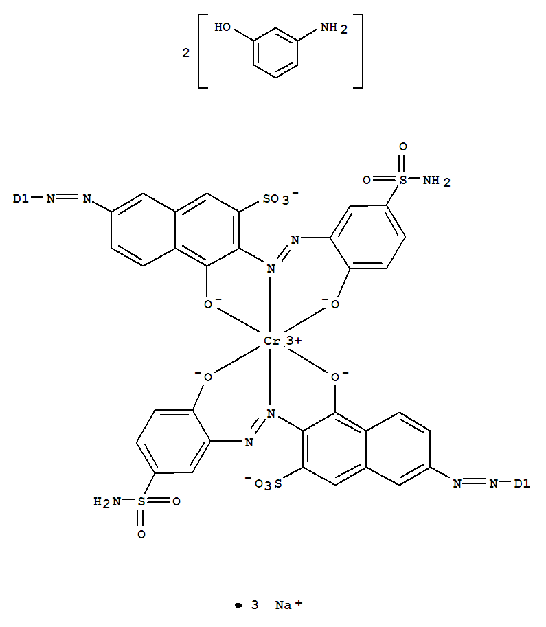 Chromate(3-), bis7-(aminohydroxyphenyl)azo-3-5-(aminosulfonyl)-2-(hydroxy-.kappa.O)phenylazo-.kappa.N1-4-(hydroxy-.kappa.O)-2-naphthalenesulfonato(3-)-, trisodium