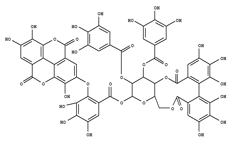 b-D-Glucopyranose, cyclic4,6-(4,4',5,5',6,6'-hexahydroxy[1,1'-biphenyl]-2,2'-dicarboxylate)1-[2-[(5,10-dihydro-3,7,8-trihydroxy-5,10-dioxo[1]benzopyrano[5,4,3-cde][1]benzopyran-2-yl)oxy]-3,4,5-trihydroxybenzoate]2,3-bis(3,4,5-trihydroxybenzoate), (S)-