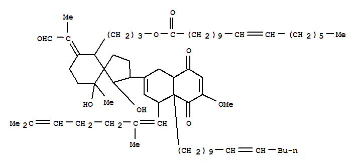 11-Octadecenoicacid,3-[2-[4-(2,6-dimethyl-1,5-heptadienyl)-1,4,4a,5,8,8a-hexahydro-6-methoxy-5,8-dioxo-4a-(10-pentadecenyl)-2-naphthalenyl]-1,10-dihydroxy-10-methyl-7-(1-methyl-2-oxoethylidene)spiro[4.5]dec-6-yl]propylester, [1R-[1a,2a[4R*(E),4aS*(Z),8aR*