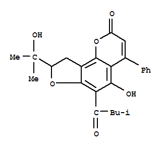 4-Phenyl-5-hydroxy-6-(3-methylbutyryl)-8-(1-methyl-1-hydroxyethyl)-8,9-dihydro-2H-furo[2,3-h][1]benzopyran-2-one