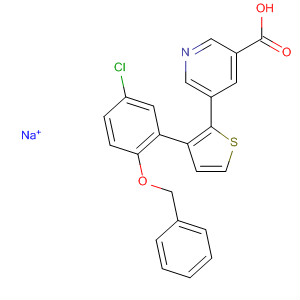 3-Pyridinecarboxylic acid,5-[3-[5-chloro-2-(phenylmethoxy)phenyl]-2-thienyl]-, sodium salt