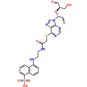 5-{[2-({[(9-{(1R)-1-[(1R)-1-formyl-2-hydroxyethoxy]-2-oxoethyl}-9H-purin-6-yl)sulfanyl]acetyl}amino)ethyl]amino}naphthalene-1-sulfonic acid