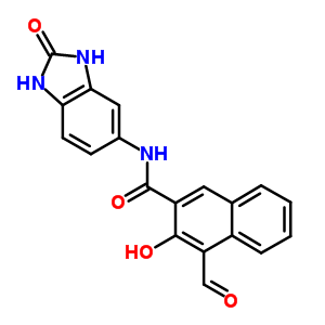 4-formyl-3-hydroxy-N-(2-oxo-2,3-dihydro-1H-benzimidazol-5-yl)naphthalene-2-carboxamide