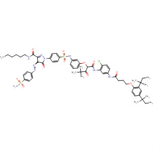 1H-Pyrazole-3-carboxamide,4-[[4-(aminosulfonyl)phenyl]azo]-1-[4-[[[3-[1-[[[5-[[4-[2,4-bis(1,1-dimethylpropyl)phenoxy]-1-oxobutyl]amino]-2-chlorophenyl]amino]carbonyl]-3,3-dimethyl-2-oxobutoxy]phenyl]amino]sulfonyl]phenyl]-N-hexyl-4,5-dihydro-5-oxo-
