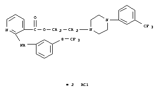 2-{4-[3-(trifluoromethyl)phenyl]piperazin-1-yl}ethyl 2-({3-[(trifluoromethyl)sulfanyl]phenyl}amino)pyridine-3-carboxylate dihydrochloride