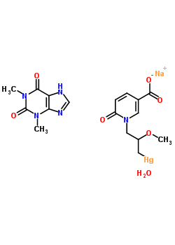 sodium [3-(5-carboxylato-2-oxopyridin-1(2H)-yl)-2-methoxypropyl]mercury 1,3-dimethyl-3,7-dihydro-1H-purine-2,6-dione (1:1) hydrate