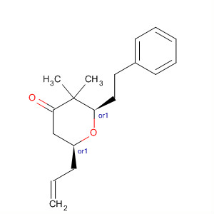 4H-Pyran-4-one,tetrahydro-3,3-dimethyl-2-(2-phenylethyl)-6-(2-propenyl)-, (2R,6S)-rel-
