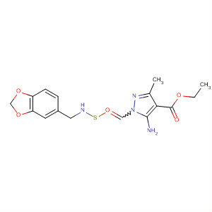 1H-Pyrazole-4-carboxylic acid,5-amino-1-[[(1,3-benzodioxol-5-ylmethyl)amino]thioxomethyl]-3-methyl-,ethyl ester
