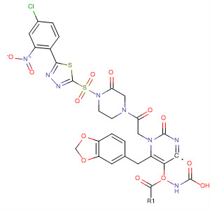 Carbamic acid,[1-[2-[4-[[5-(4-chloro-2-nitrophenyl)-1,3,4-thiadiazol-2-yl]sulfonyl]-3-oxo-1-piperazinyl]-2-oxoethyl]-1,2-dihydro-2-oxo-4-pyrimidinyl]-,1,3-benzodioxol-5-ylmethyl ester