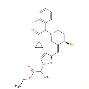 1H-Pyrazole-1-propanoic acid,3-[(E)-[(4R)-1-[2-cyclopropyl-1-(2-fluorophenyl)-2-oxoethyl]-4-mercapto-3-piperidinylidene]methyl]-, ethyl ester