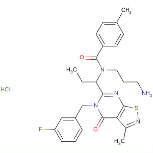 Benzamide,N-(3-aminopropyl)-N-[1-[5-[(3-fluorophenyl)methyl]-4,5-dihydro-3-methyl-4-oxoisothiazolo[5,4-d]pyrimidin-6-yl]propyl]-4-methyl-,monohydrochloride