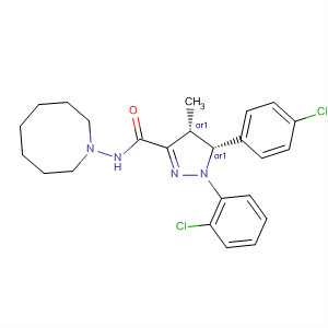 1H-Pyrazole-3-carboxamide,1-(2-chlorophenyl)-5-(4-chlorophenyl)-N-(hexahydro-1(2H)-azocinyl)-4,5-dihydro-4-methyl-, (4R,5R)-rel-