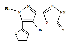 1H-Pyrazole-4-carbonitrile,  3-(4,5-dihydro-5-thioxo-1,3,4-oxadiazol-2-yl)-5-(2-furanyl)-1-phenyl-