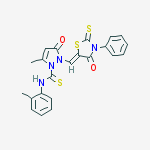 5-methyl-n-(2-methylphenyl)-3-oxo-2-[(z)-(4-oxo-3-phenyl-2-sulfanylidene-1,3-thiazolidin-5-ylidene)methyl]pyrazole-1-carbothioamide