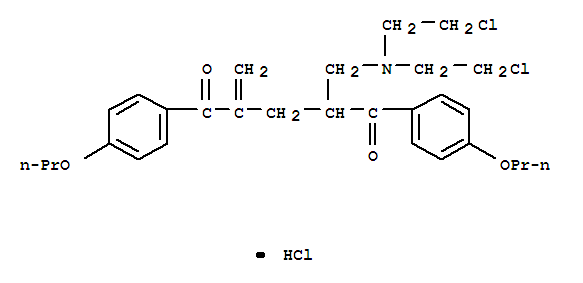 2-{[bis(2-chloroethyl)amino]methyl}-4-methylidene-1,5-bis(4-propoxyphenyl)pentane-1,5-dione hydrochloride