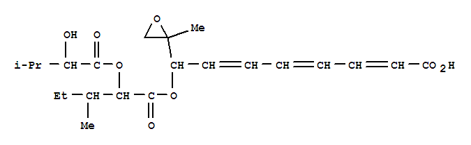 (2E,4E,6E)-8-({2-[(2-hydroxy-3-methylbutanoyl)oxy]-3-methylpentanoyl}oxy)-8-(2-methyloxiran-2-yl)octa-2,4,6-trienoic acid molecular structure