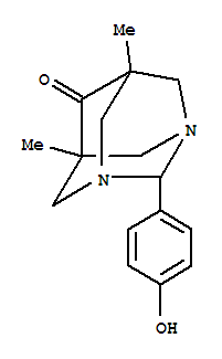 1,3-Diazaadamantan-6-one, 2-(4-hydroxyphenyl)-5,7-dimethyl- molecular structure