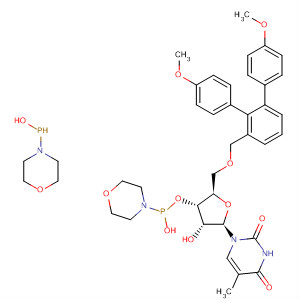 Thymidine, 5'-O-[bis(4-methoxyphenyl)phenylmethyl]-,3'-(di-4-morpholinylphosphinite) molecular structure