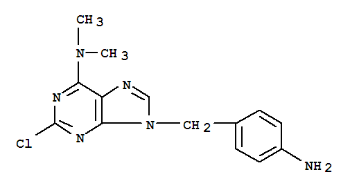 9H-Purin-6-amine, 9-((4-aminophenyl)methyl)-2-chloro-N,N-dimethyl- molecular structure