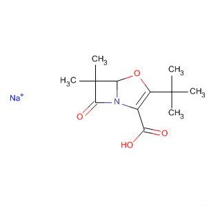 4-Oxa-1-azabicyclo[3.2.0]hept-2-ene-2-carboxylic acid,3-(1,1-dimethylethyl)-6,6-dimethyl-7-oxo-, sodium salt molecular structure