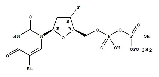 2',3'-dideoxy-5-ethyl-3'-fluorouridine 5'-(tetrahydrogen triphosphate) molecular structure