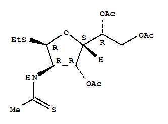 ethyl 3,5,6-tri-O-acetyl-2-deoxy-2-(ethanethioylamino)-1-thiohexofuranoside molecular structure