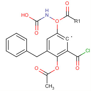 Carbamic acid, [4-(acetyloxy)-3-(chlorocarbonyl)phenyl]-, phenylmethylester molecular structure