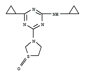 N,4-dicyclopropyl-6-(1-oxido-1,3-thiazolidin-3-yl)-1,3,5-triazin-2-amine molecular structure