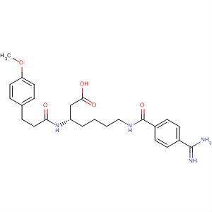 Heptanoic acid,7-[[4-(aminoiminomethyl)benzoyl]amino]-3-[[3-(4-methoxyphenyl)-1-oxopropyl]amino]-, (S)- molecular structure