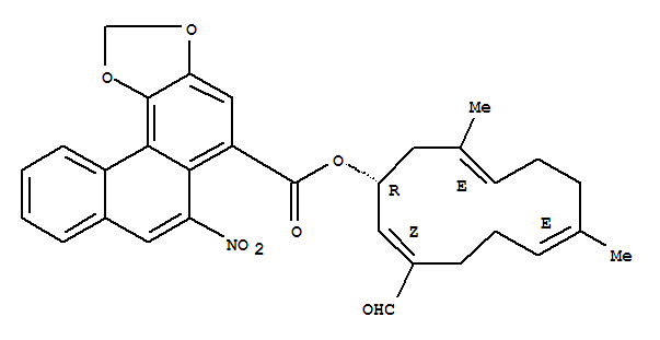 Phenanthro[4,3-d]-1,3-dioxole-5-carboxylicacid, 6-nitro-,(1R,2Z,6E,10E)-3-formyl-7,11-dimethyl-2,6,10-cyclododecatrien-1-yl ester