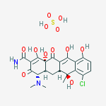 (4s,4as,5as,6s,12ar)-7-chloro-4-(dimethylamino)-1,6,10,11,12a-pentahydroxy-6-methyl-3,12-dioxo-4,4a,5,5a-tetrahydrotetracene-2-carboxamide;sulfuric Acid molecular structure