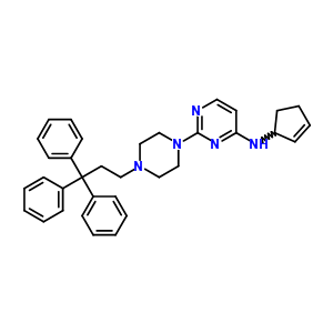 N-(cyclopent-2-en-1-yl)-2-[4-(3,3,3-triphenylpropyl)piperazin-1-yl]pyrimidin-4-amine molecular structure