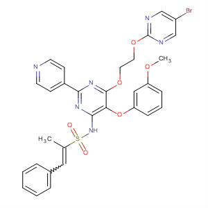 1-Propene-2-sulfonamide,N-[6-[2-[(5-bromo-2-pyrimidinyl)oxy]ethoxy]-5-(3-methoxyphenoxy)-2-(4-pyridinyl)-4-pyrimidinyl]-1-phenyl- molecular structure