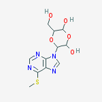 3-(hydroxymethyl)-5-[6-(methylsulfanyl)-9H-purin-9-yl]-1,4-dioxane-2,6-diol molecular structure
