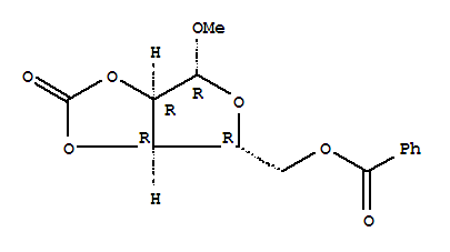methyl 5-O-benzoyl-2,3-O-(oxomethylidene)pentofuranoside