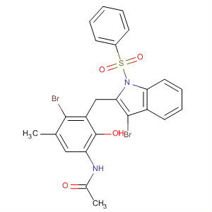 Acetamide,N-[4-bromo-2-[[3-bromo-1-(phenylsulfonyl)-1H-indol-2-yl]methyl]-5-methoxyphenyl]- molecular structure