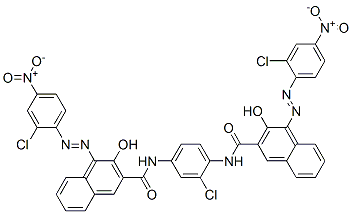 N,N-(2-chloro-1,4-phenylene)bis[4-[(2-chloro-4-nitrophenyl)azo]-3-hydroxynaphthalene-2-carboxamide] molecular structure