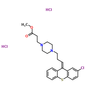 methyl 3-{4-[(3E)-3-(2-chloro-9H-thioxanthen-9-ylidene)propyl]piperazin-1-yl}propanoate dihydrochloride molecular structure