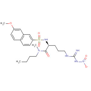 Pentanamide,N-butyl-5-[[imino(nitroamino)methyl]amino]-2-[[(7-methoxy-2-naphthalenyl)sulfonyl]amino]-N-methyl-, (S)- molecular structure