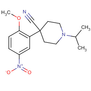 4-Piperidinecarbonitrile, 4-(2-methoxy-5-nitrophenyl)-1-(1-methylethyl)- molecular structure