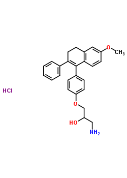 1-amino-3-[4-(6-methoxy-2-phenyl-3,4-dihydronaphthalen-1-yl)phenoxy]propan-2-ol hydrochloride (1:1)
