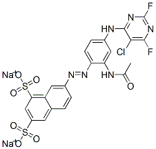disodium 7-[[2-(acetylamino)-4-[(5-chloro-2,6-difluoro-4-pyrimidinyl)amino]phenyl]azo]naphthalene-1,3-disulphonate molecular structure