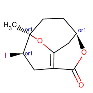 2,7-Ethano-2H,5H-pyrano[4,3-b]pyran-5-one,3,4,7,8-tetrahydro-3-iodo-2-methyl-, (2R,3R,7R)-rel- molecular structure