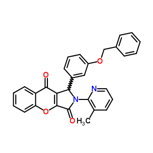 1-[3-(benzyloxy)phenyl]-2-(3-methylpyridin-2-yl)-1,2-dihydrochromeno[2,3-c]pyrrole-3,9-dione molecular structure