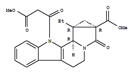 Cycloprop[1,2]indolizino[8,7-b]indole-10(1H)-propanoic acid, 10c-ethyl -1a,2,4,5,10b,10c-hexahydro-1a-(methoxycarbonyl)-beta,2-dioxo-, methyl  ester, (1aalpha,10bbeta,10calpha)-(.+/-.)-