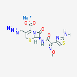sodium (6R,7R)-7-{[(2E)-2-(2-amino-1,3-thiazol-4-yl)-2-(methoxyimino)acetyl]amino}-3-(azidomethyl)-8-oxo-5-thia-1-azabicyclo[4.2.0]oct-2-ene-2-carboxylate molecular structure