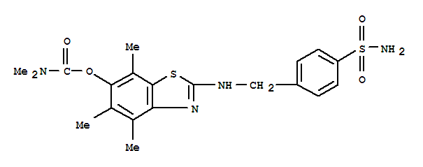 CARBAMIC ACID DIMETHYL-,2-[[[4-(AMINOSULFONYL)PHENYL]METHYL]AMINO]-4,5,7-TRIMETHYL-6-BENZOTHIAZOLYL ESTER molecular structure